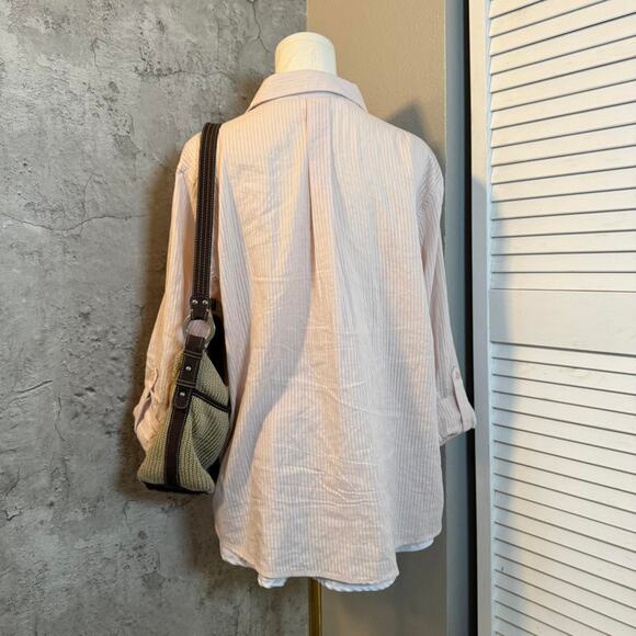 Pink Rose Striped Button Up Shirt - Picture 3 of 5